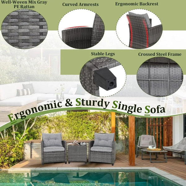 Three-Piece Rattan Sofa Set 